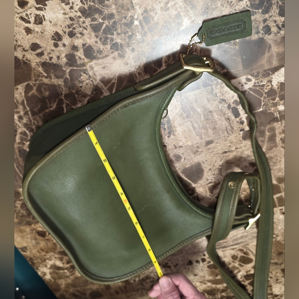 VINTAGE COACH LEGACY JANICE 9550 CROSDBODY Sage GREEN LEATHER BAG PURSE Adjust - Picture 5 of 12
